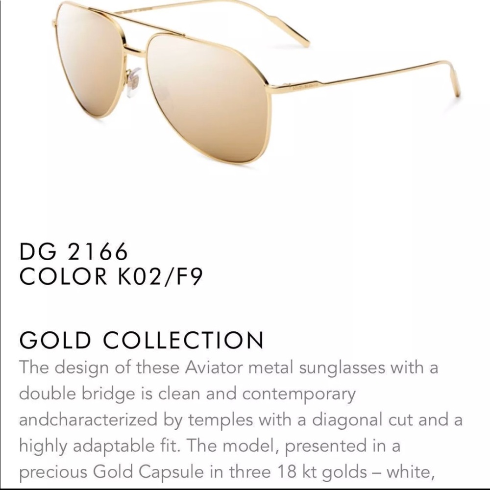 Dolce & Gabbana Limited edition 18k Gold aviators